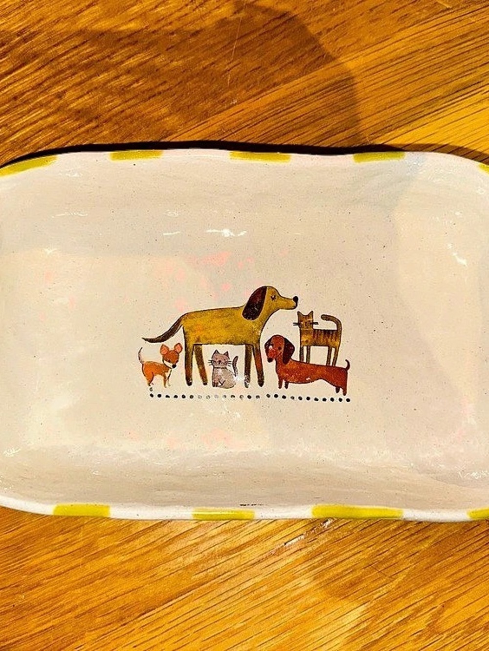 Natural Life Ceramic Serving Dish with Handles in White & Yellow